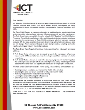 Specifier Cover Letter - Tech  Shield System PDF